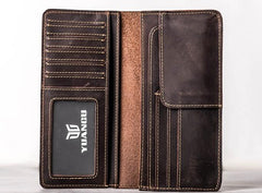 Leather Men Travel Wallets Passport Wallet Bifold Long Wallets for Men