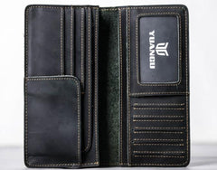 Leather Men Travel Wallets Passport Wallet Bifold Long Wallets for Men