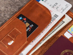 Leather Men Travel Wallet Passport Wallets Bifold Long Wallets for Men