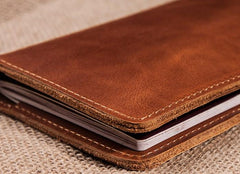Leather Men Travel Wallet Passport Wallets Bifold Long Wallets for Men