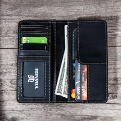 Leather Men Travel Wallets Passport Wallet Bifold Long Wallets for Men