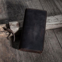 Leather Men Travel Wallets Passport Wallet Bifold Long Wallets for Men