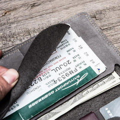 Leather Men Travel Wallet Passport Wallets Bifold Long Wallets for Men