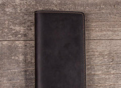 Leather Men Travel Wallet Passport Wallets Bifold Long Wallets for Men