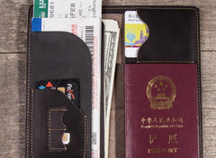 Leather Men Travel Wallet Passport Wallets Bifold Long Wallets for Men