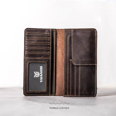 Leather Men Travel Wallets Passport Wallet Bifold Long Wallets for Men