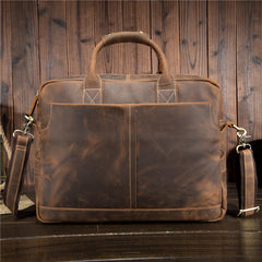 Leather Men Vintage Briefcase Handbag Shoulder Bag Work Bag For Men