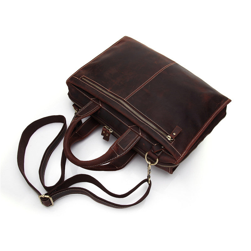 Vintage Leather Men Briefcase Work Bag Business Bag Laptop Bag For Men