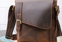 Leather Men Vintage Coffee Messenger Bag Shoulder Bag for Men