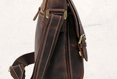 Leather Men Vintage Coffee Messenger Bag Shoulder Bag for Men