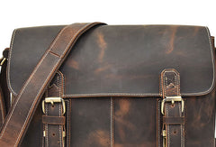 Leather Men Vintage Coffee Messenger Bag Shoulder Bag for Men