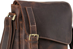 Leather Men Vintage Coffee Messenger Bag Shoulder Bag for Men