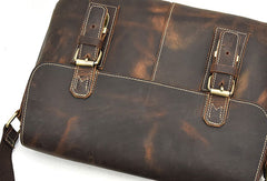 Leather Men Vintage Coffee Messenger Bag Shoulder Bag for Men