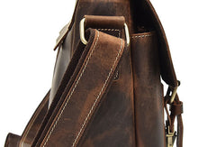 Leather Men Vintage Coffee Messenger Bag Shoulder Bag for Men