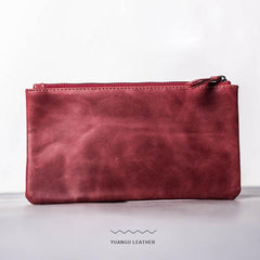 Leather Men Zipper Slim Wallet Phone Clutch Long Wallets for Men