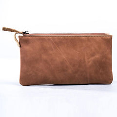 Leather Men Zipper Slim Wallet Phone Clutch Long Wallets for Men