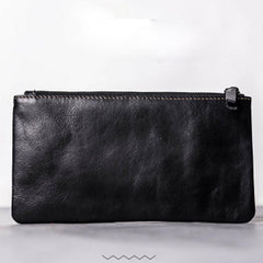 Leather Men Zipper Slim Wallet Phone Clutch Long Wallets for Men