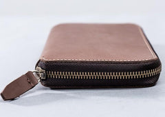 Leather Men Zipper Travel Wallets Passport Wallets Bifold Long Wallets for Men