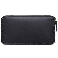 Leather Men Zipper Travel Wallets Passport Wallets Bifold Long Wallets for Men
