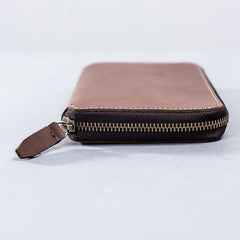 Leather Men Zipper Travel Wallets Passport Wallets Bifold Long Wallets for Men