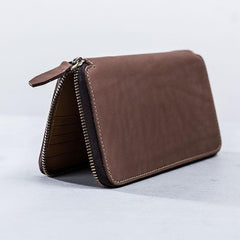 Leather Men Zipper Travel Wallets Passport Wallets Bifold Long Wallets for Men
