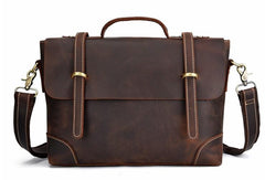 Leather Mens 13inch Laptop Bag Briefcase Work Handbag Business Bag for Men