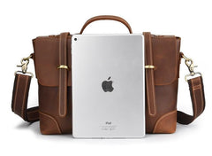 Leather Mens 13inch Laptop Bag Briefcase Work Handbag Business Bag for Men