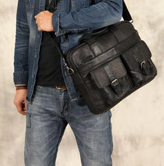 Cool Leather Mens Briefcase Shoulder Bag Handbag Work Bags Business Bag for Men