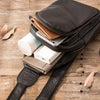 Leather Mens Black Shoulder Sling Backpack Sling Backpack Sling Bag for men