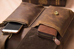 Leather Mens Briefcase Handbag Shoulder Bag Work Bag Business Bag for Men