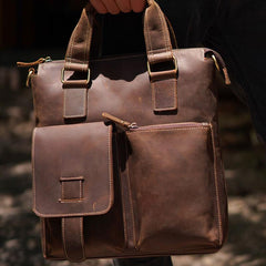 Leather Mens Briefcase Handbag Shoulder Bag Work Bag Business Bag for Men