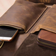 Leather Mens Briefcase Handbag Shoulder Bag Work Bag Business Bag for Men