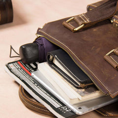Leather Mens Briefcase Handbag Shoulder Bag Work Bag Business Bag for Men