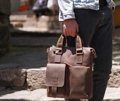Leather Mens Briefcase Handbag Shoulder Bag Work Bag Business Bag for Men