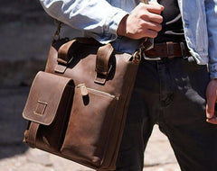 Leather Mens Briefcase Handbag Shoulder Bag Work Bag Business Bag for Men