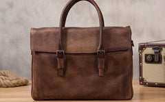 Leather Mens Brown Briefcase Handbag Shoulder Bag Work Bag Business Bag for Men