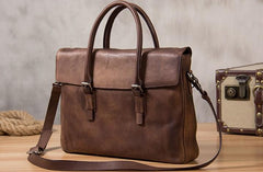 Leather Mens Brown Briefcase Handbag Shoulder Bag Work Bag Business Bag for Men