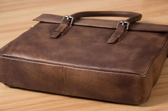 Leather Mens Brown Briefcase Handbag Shoulder Bag Work Bag Business Bag for Men