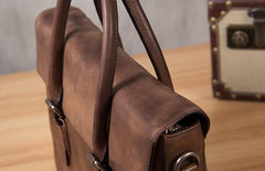 Leather Mens Brown Briefcase Handbag Shoulder Bag Work Bag Business Bag for Men