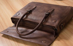 Leather Mens Brown Briefcase Handbag Shoulder Bag Work Bag Business Bag for Men