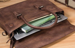 Leather Mens Brown Briefcase Handbag Shoulder Bag Work Bag Business Bag for Men