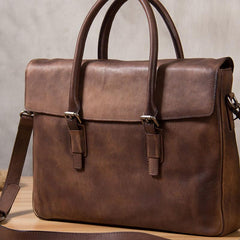 Leather Mens Brown Briefcase Handbag Shoulder Bag Work Bag Business Bag for Men