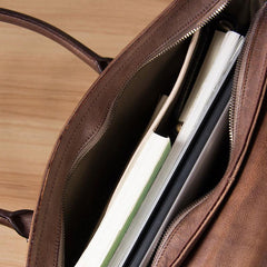 Leather Mens Brown Briefcase Handbag Shoulder Bag Work Bag Business Bag for Men