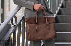 Leather Mens Brown Briefcase Handbag Shoulder Bag Work Bag Business Bag for Men