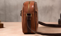 Leather Mens Brown Messenger Bag Shoulder Bag Crossbody Bag for Men