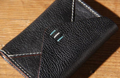 Leather Mens Card Wallet Black Small Card Wallet Card Holder for Men