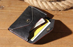 Leather Mens Card Wallet Black Small Card Wallet Card Holder for Men
