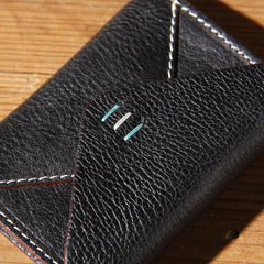 Leather Mens Card Wallet Black Small Card Wallet Card Holder for Men