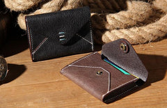 Leather Mens Card Wallet Black Small Card Wallet Card Holder for Men