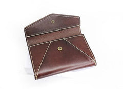 Leather Mens Card Wallet Front Pocket Wallet Envelope Cool Small Change Wallet for Men